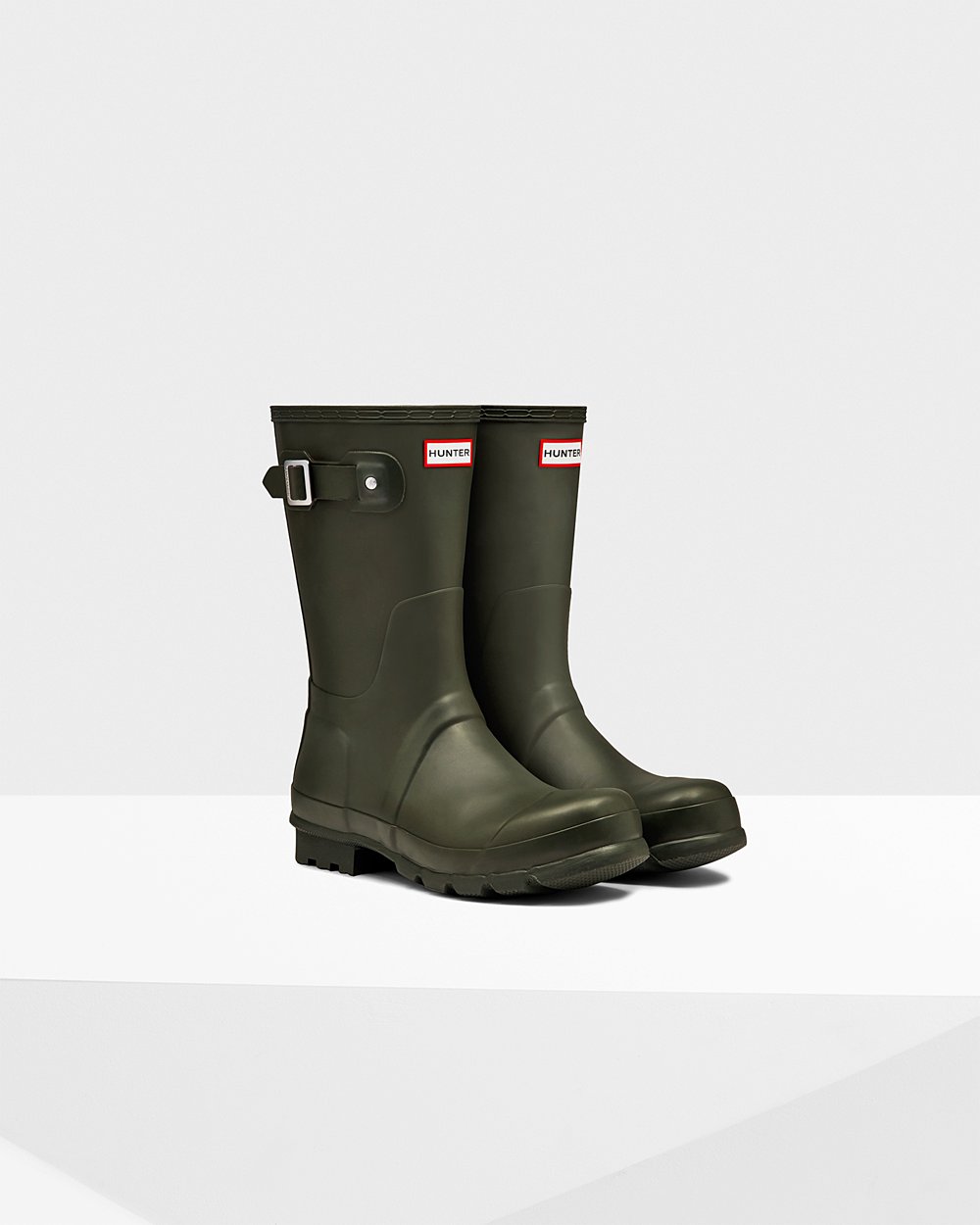 Mens Hunter Short Rain Boots Dark Olive - Original - 0963524-XK